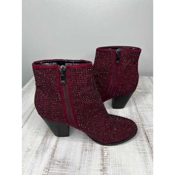 Juicy Coutyre Burgundy Women's Rhinestone Ankle Boots 5.5M - Picture 5 of 12